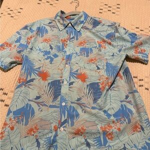 Huk Men's Floral Button Down Shirt - Blue and Orange